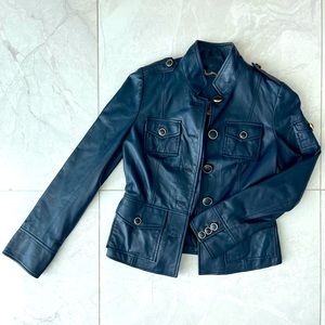 Tory Burch Navy Leather Jacket (Size 2)